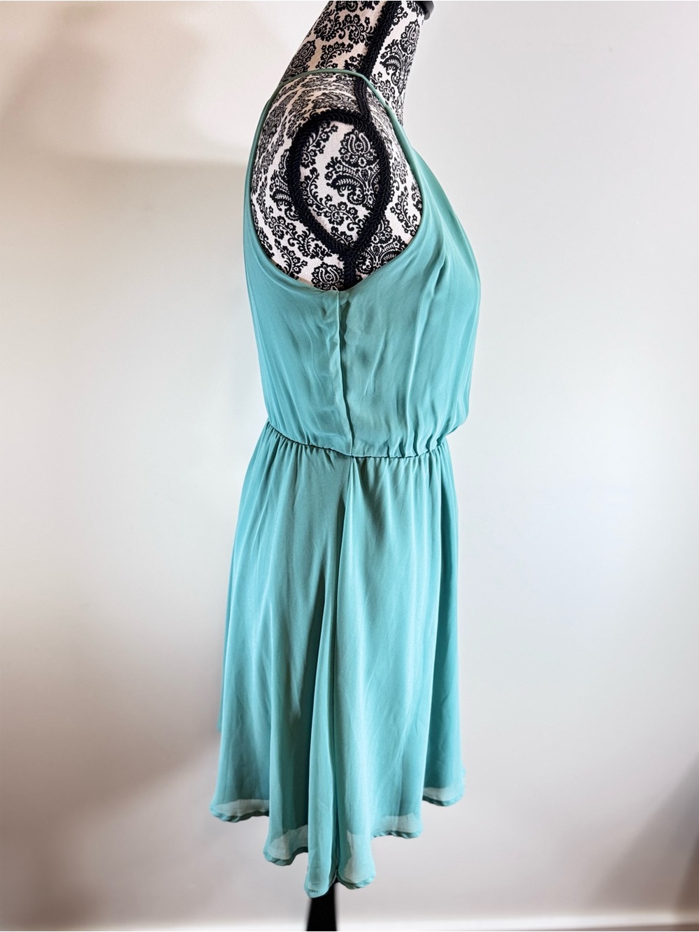 Lush Aqua Green Halter Light Flowy Mini Skater Dress size XS - Picture 2 of 7